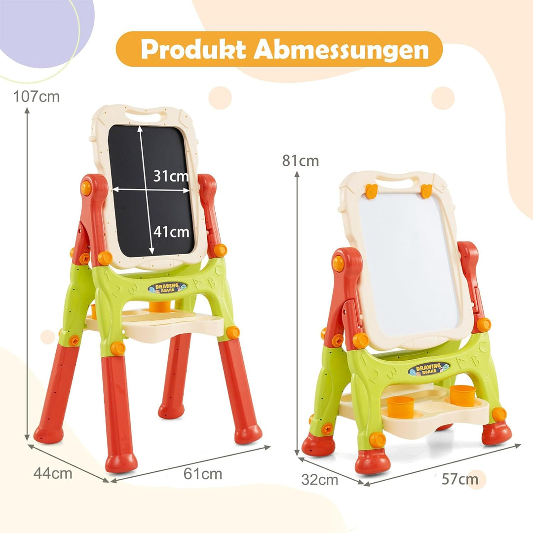 GOPLUS Staffelei mit Doppelseitiger Tafel, Drehbare & Magnetische Maltafel mit Füssen in 2 Verschied