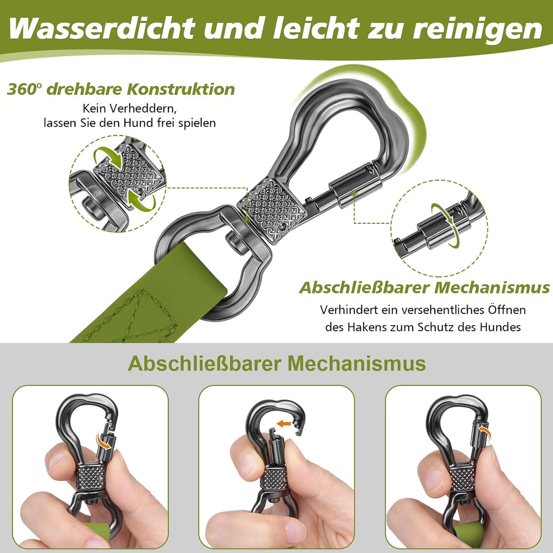 X XBEN Wasserdicht Schleppleine für Hunde, 30M Gummierte Schleppleine mit Abschliessbarer Karabine,