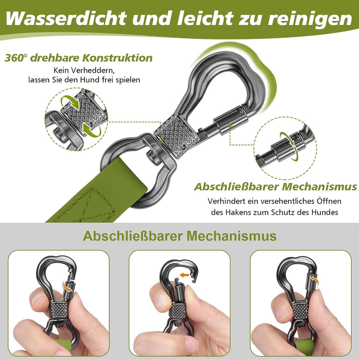 X XBEN Wasserdicht Schleppleine für Hunde, 30M Gummierte Schleppleine mit Abschliessbarer Karabine,