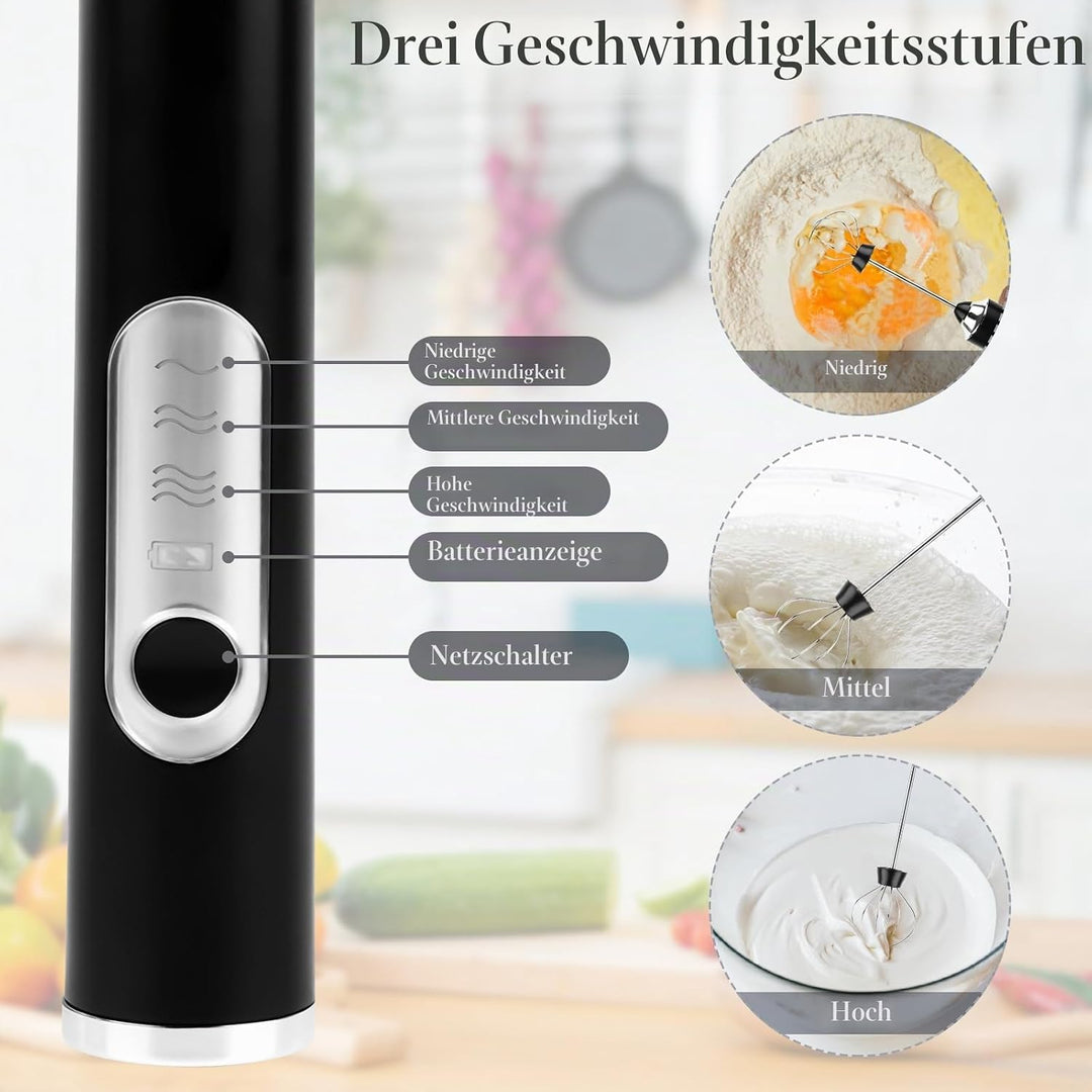 Milchaufschäumer Elektrisch Edelstahl Melektrischer Schneebesen USB Wiederaufladbar Milchschäumer G