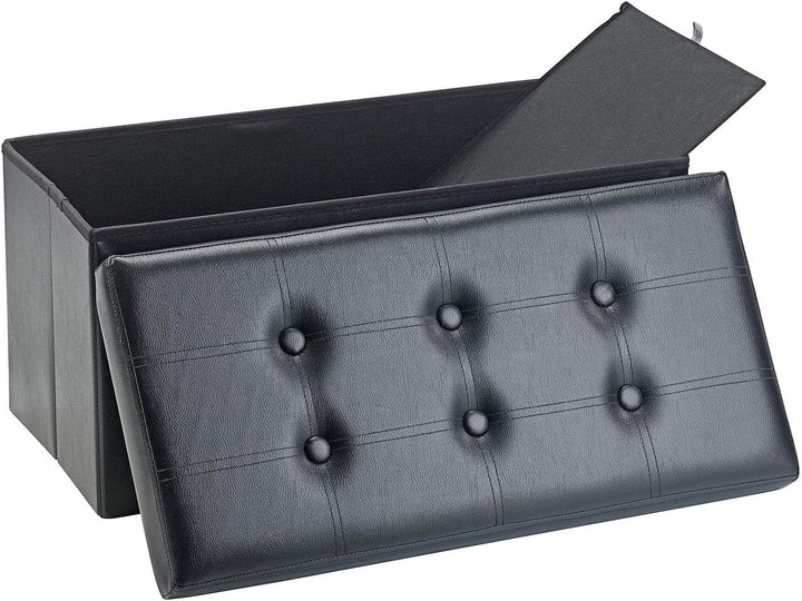infactory Falt-Sitzbank: 4er-Set Faltbare 2in1-Sitzbänke und -truhen, 80 l, bis 300 kg, schwarz (Auf