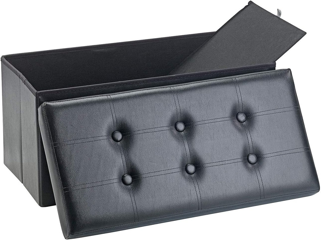 infactory Aufbewahrungsbox: 2er-Set Faltbare 2in1-Sitzbänke und -truhen, 80 l, bis 300 kg, schwarz (