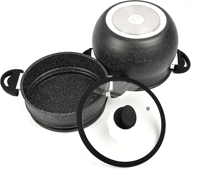 3 tlg Kuskus Topf 12L Dampfgarer COUSCOUS Ø26cm Dampfkocher Gemüse Steamer Induktion Mantykocher