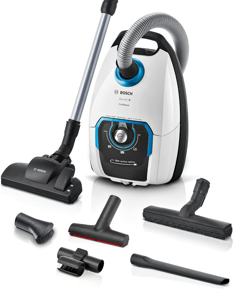 Bosch Staubsauger mit Beutel ProSilence Serie 8 BGB75XSIL, Bodenstaubsauger, ideal für Allergiker, H