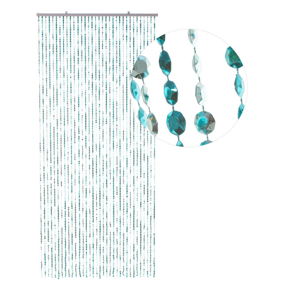 HAB & GUT -DV0358- Türvorhang DIAMANTEN Blue-METALLIC 90x200 Perlenvorhang