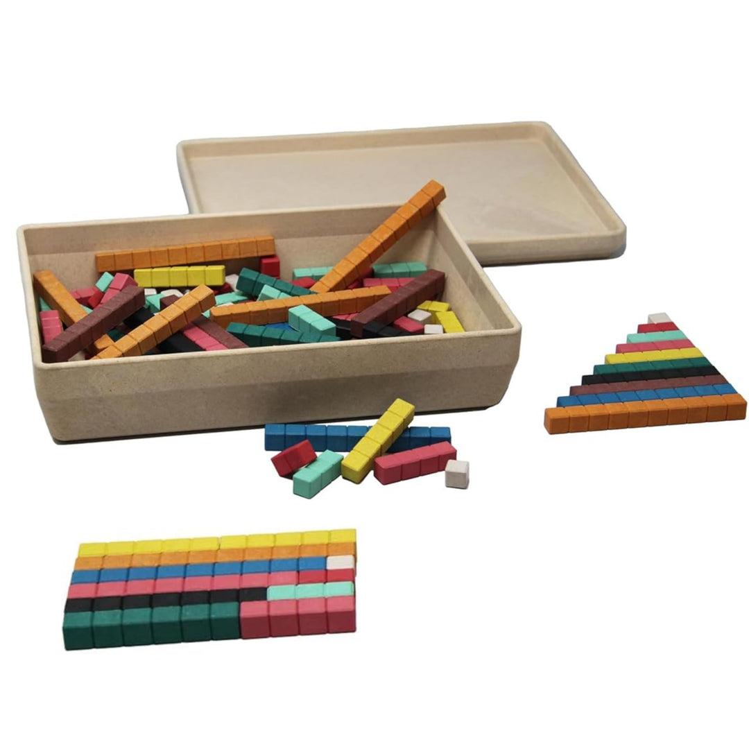 WISSNER® Rechenstäbe 126 Stück, Bunte Rechenstäbe für das spielerische Zahlenverständnis, Re-Wood® R