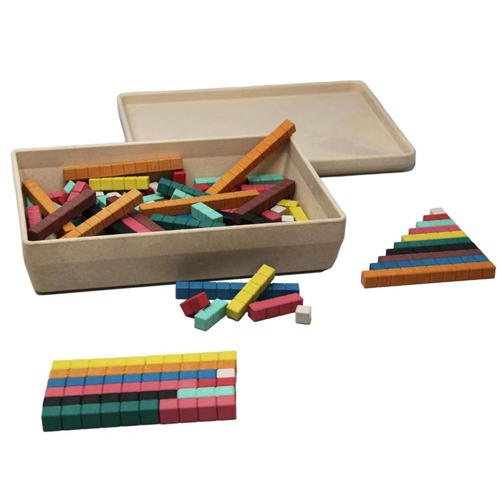 WISSNER® Rechenstäbe 126 Stück, Bunte Rechenstäbe für das spielerische Zahlenverständnis, Re-Wood® R