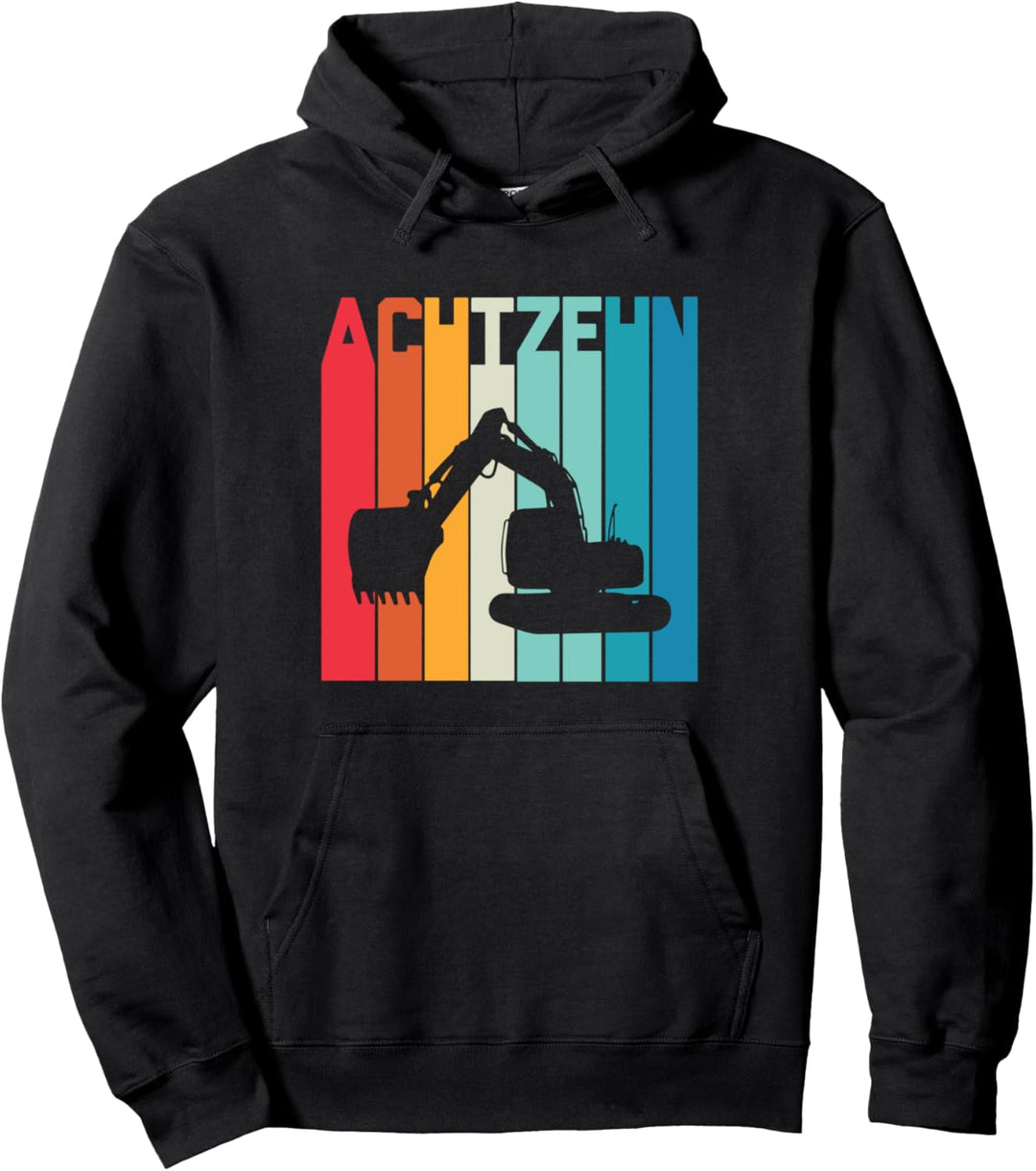 18. Geburtstag Retro Bagger Junge Baustelle Bauarbeiter Pullover Hoodie