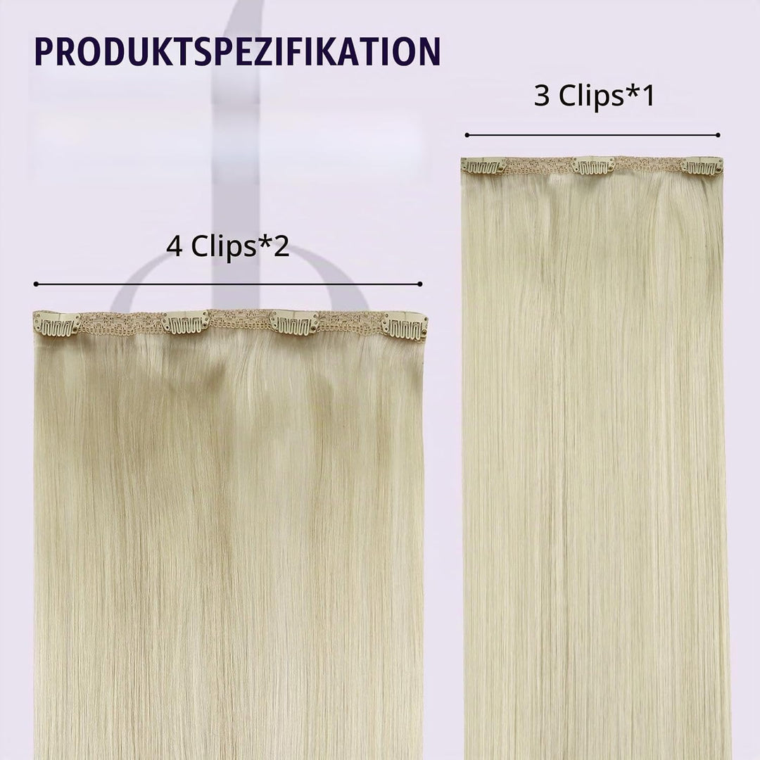 Fshine Invisible Clip in Extensions Echthaar Blond Hair Extensions Clip in Echthaar Weissblond 30cm