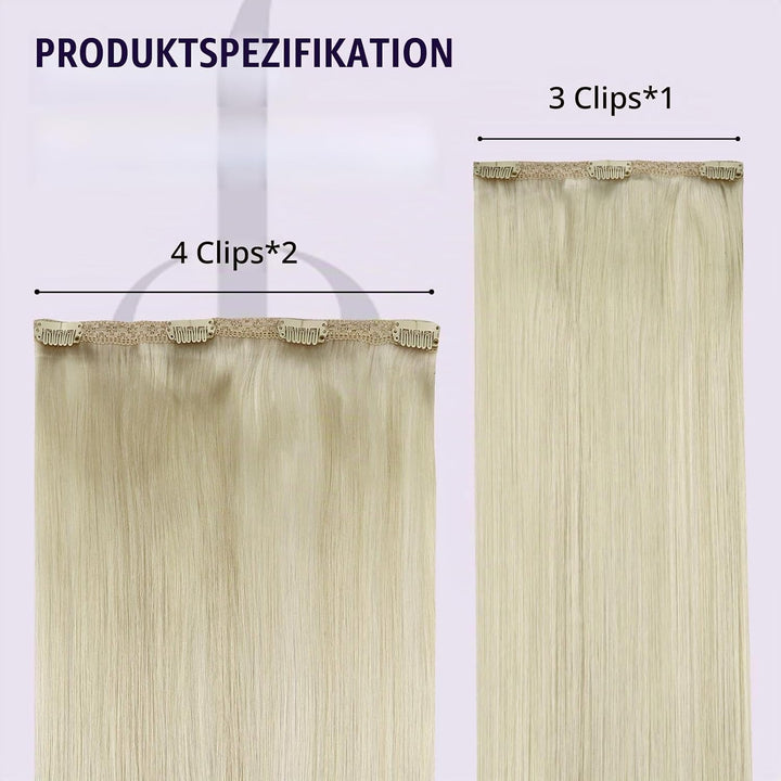 Fshine Invisible Clip in Extensions Echthaar Blond Hair Extensions Clip in Echthaar Weissblond 30cm