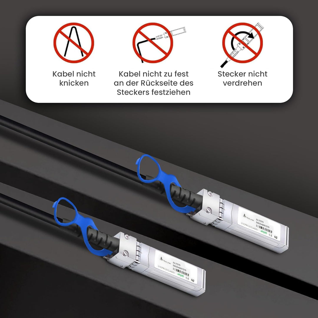 EXTRALINK DAC SFP28 Kabel 1m – Passives Twinax Kabel 25Gbit, SFP28 zu SFP28, MSA kompatibel, für Ubi