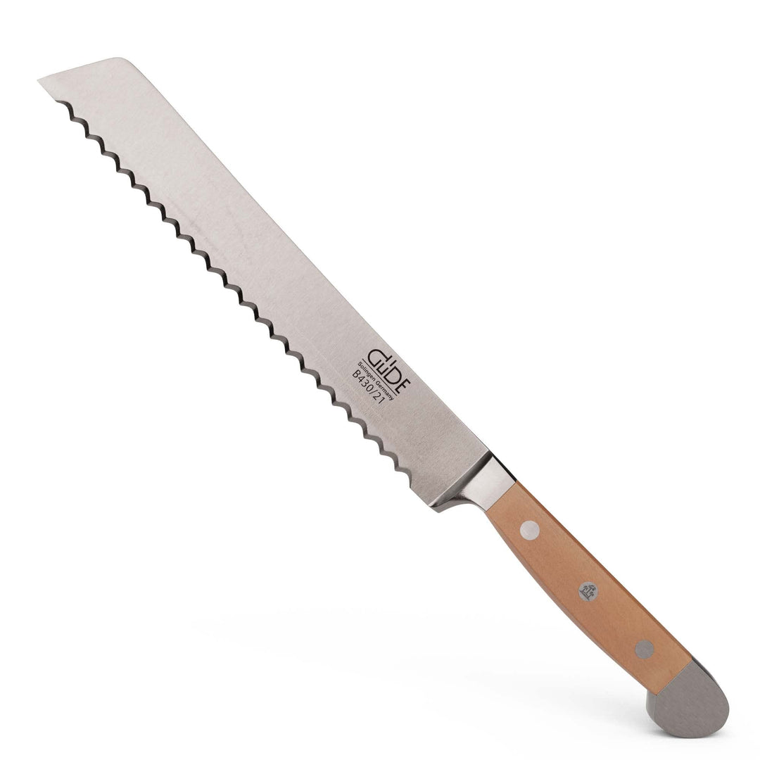 GÜDE Solingen - Brotmesser Für Links und Rechtshänder geschmiedet, 21 cm, Birnenholz, ALPHA BIRNE, D