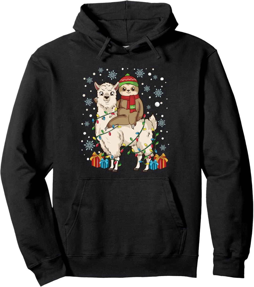 Kids Pajamas Girls Top Pajama Boys Gift Funny Sloth Llama Pullover Hoodie