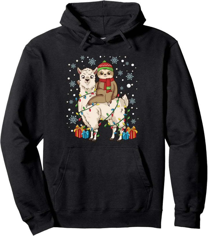 Kids Pajamas Girls Top Pajama Boys Gift Funny Sloth Llama Pullover Hoodie