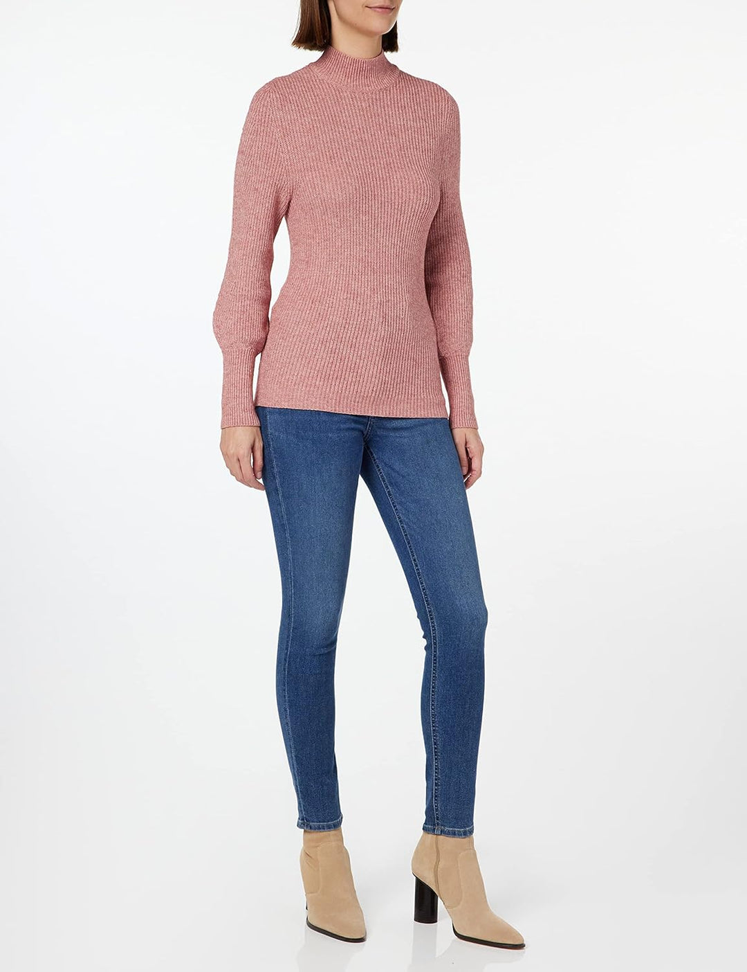 ONLY Damen Onllesly L/S Ballon Ex KNT Pullover Sweater XS Dusty Rose/Detail:melange, XS Dusty Rose/D