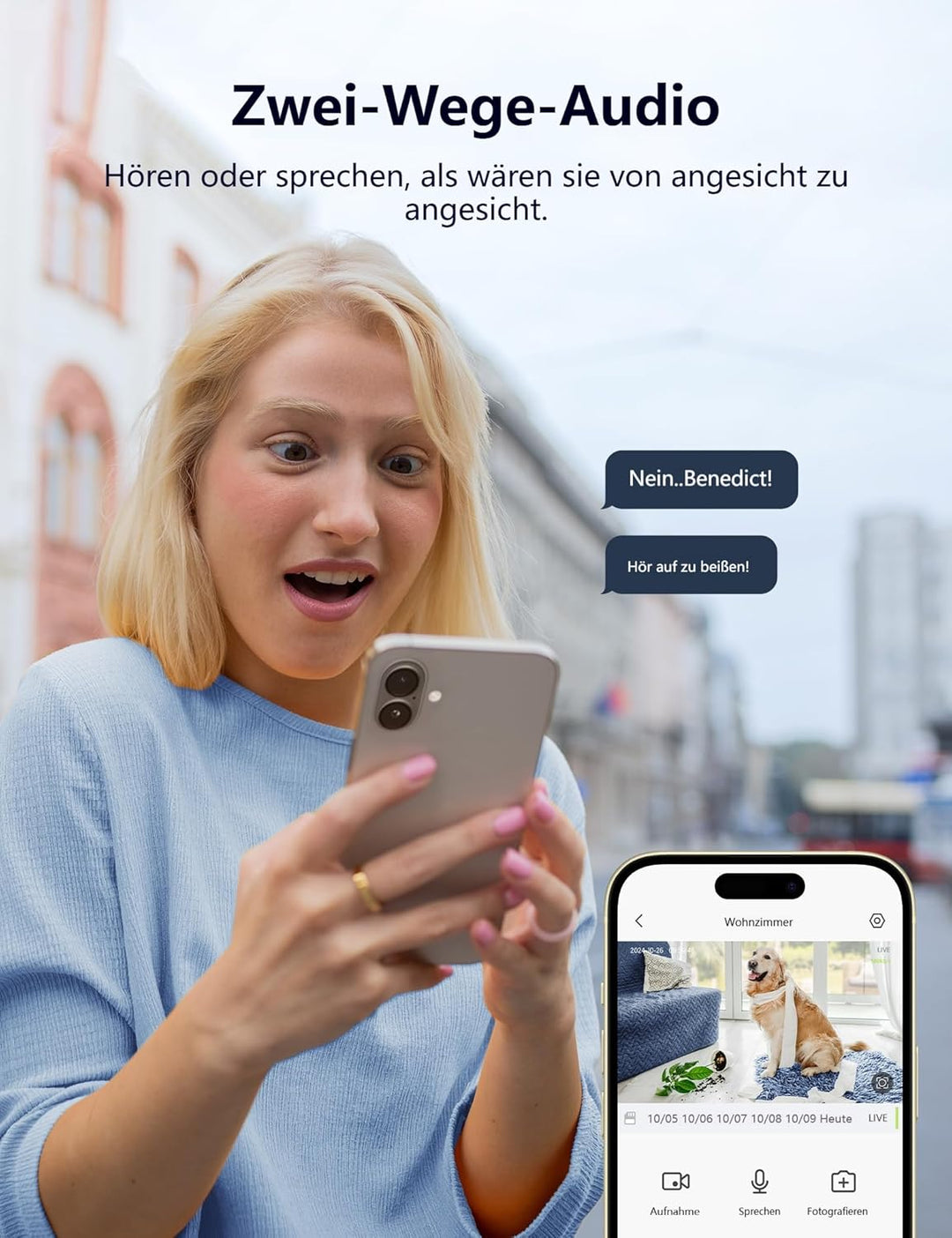 GNCC Überwachungskamera Innen 2K, 360° WLAN Kamera Indoor, Kamera Überwachung Innen mit Automatische