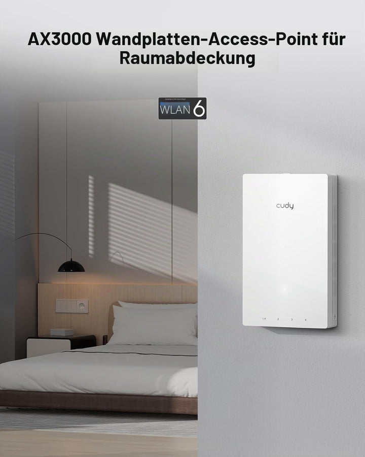 Cudy AP3000 Wall WiFi 6 AX3000 In-Wall Wireless Gigabit-Zugangspunkt, unterstützt OFDMA, MU-MIMO, Be