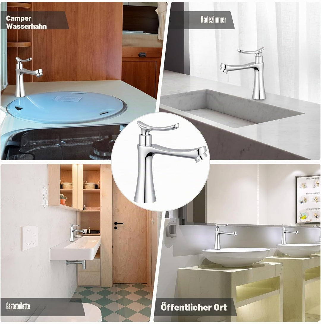 Kaltwasserhahn Gäste Wc,Einhebelmischer mit einem Loch Waschbecken Wasserhahn Deck Mount Lavatory Wa