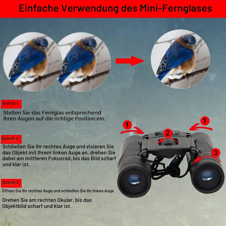 FLYAMAPIRIT Mini Fernglas Teleskop Faltbares 8X21 HD Fernglas mit Smartphone-Adapter, Tragegurt und