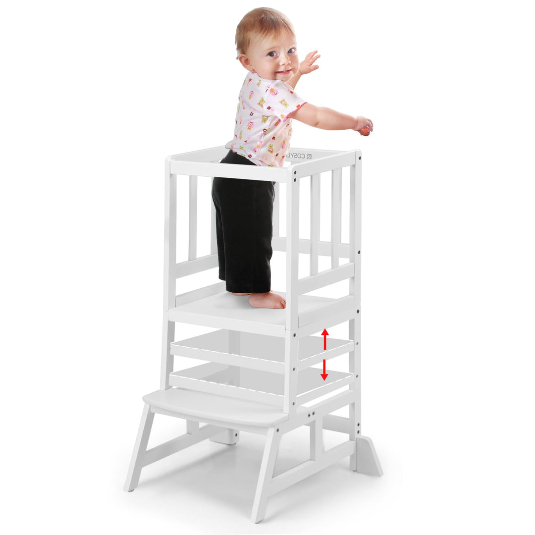 COSYLAND Montessori Lernturm ab 1 Jahr – Höhenverstellbarer Kinder Lernturm & Learning Tower für Küc