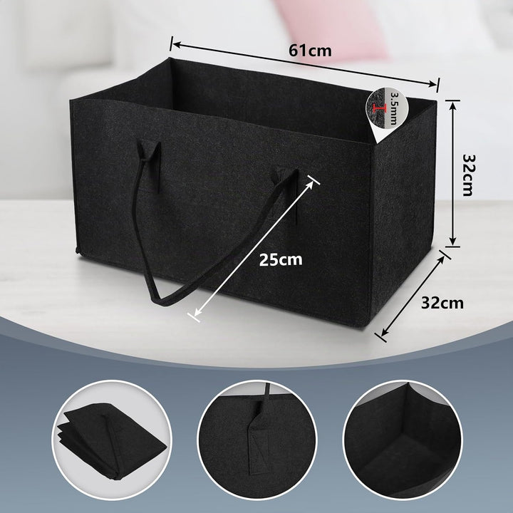 2 Stk. Filztasche XXL, 61 × 32 × 32 cm, 60L Filz Shopper Gross mit Henkel, Tasche aus Filz Faltbare,