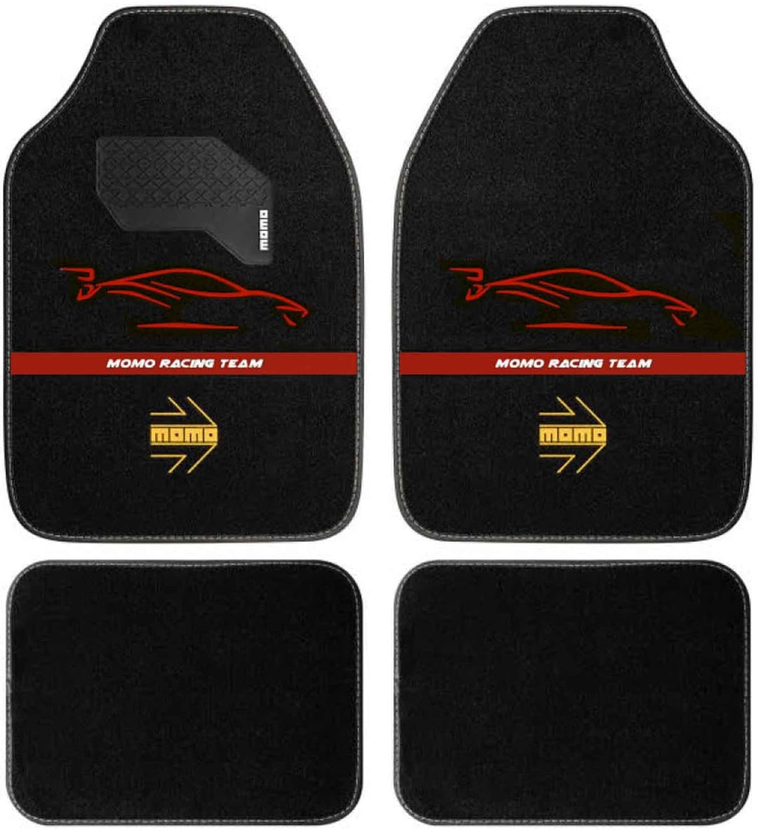 MOMO KOMPLETT-SET 4 STÜCK UNIVERSAL-AUTOFUSSMATTEN SCHWARZ/ROT SCHWARZ AND ROT SCHWARZ AND ROT 7BR,
