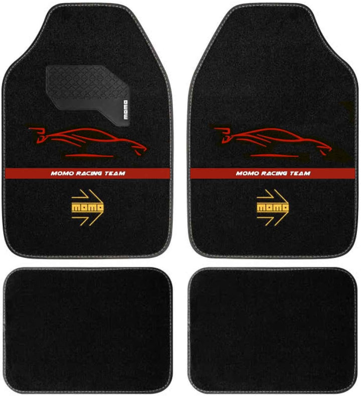 MOMO KOMPLETT-SET 4 STÜCK UNIVERSAL-AUTOFUSSMATTEN SCHWARZ/ROT SCHWARZ AND ROT SCHWARZ AND ROT 7BR,