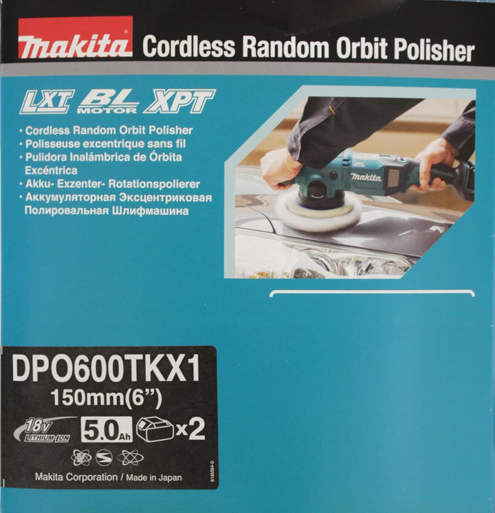 Makita DPO600TKX1 Exzenterpolierer, 1 Akku plus Ladegerät im Transportkoffer, Blau, 18 V / 5,0 Ah mi