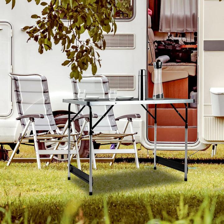 Spetebo Höhenverstellbarer Alu Campingtisch 100x60 cm - verstellbar auf 4 Höhen (73, 80, 87 und 94cm