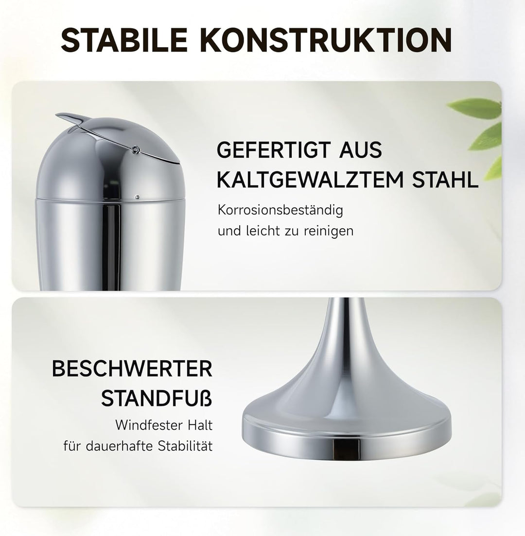 CO-Z Standaschenbecher Edelstahl Aschenbecher mit Deckel für Drinnen Höhenverstellbar Stand Aschenbe