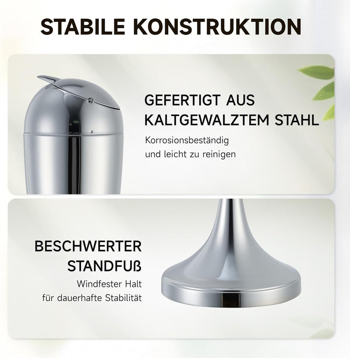 CO-Z Standaschenbecher Edelstahl Aschenbecher mit Deckel für Drinnen Höhenverstellbar Stand Aschenbe
