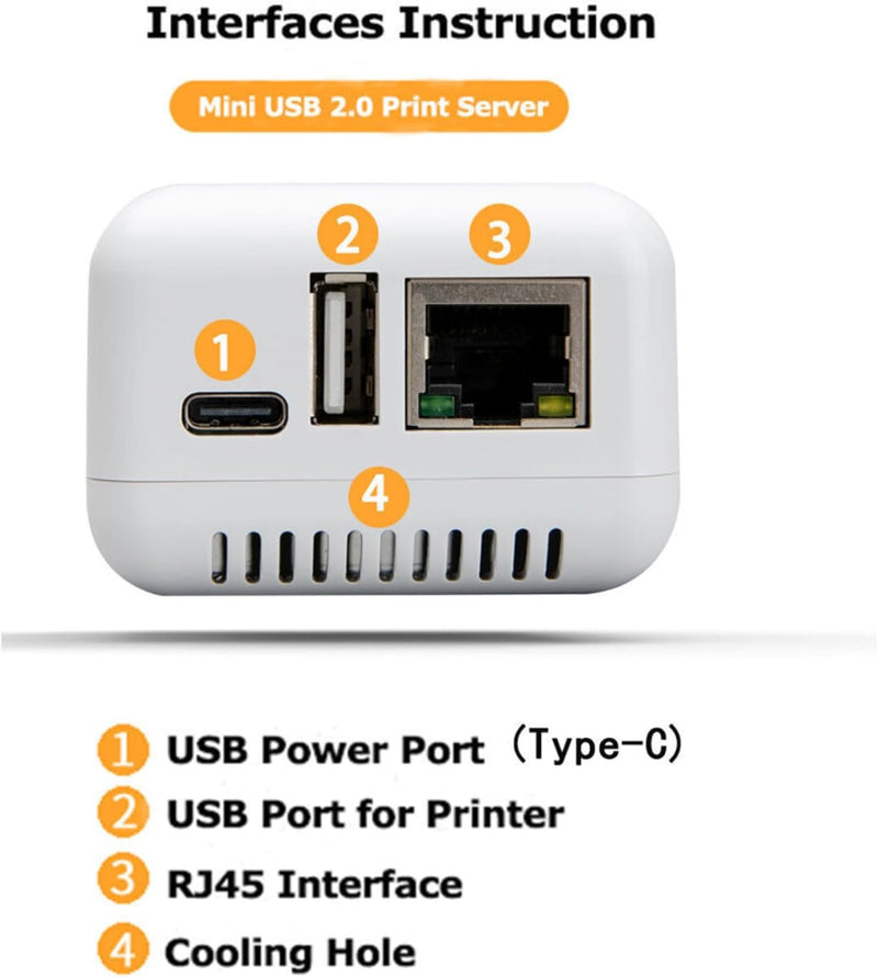 USB 2.0 Netzwerk Druckserver USB Druckserver 5V LAN Compact Print Share Server Wireless Druckserver