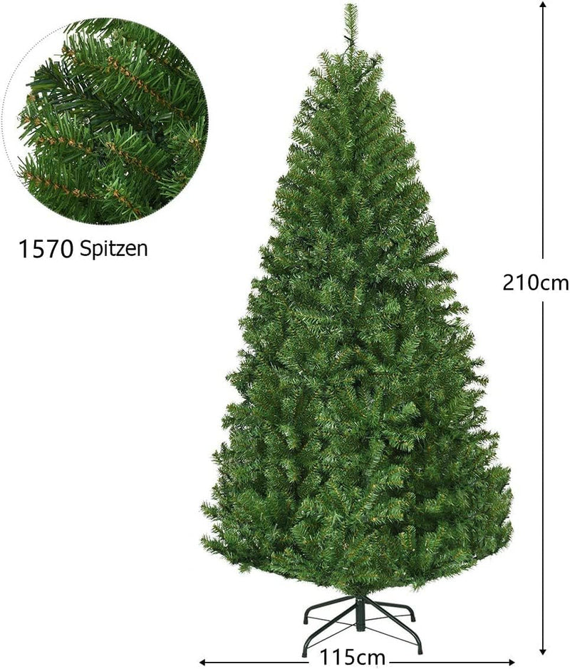 COSTWAY 120/150/180/210cm LED Künstlicher Weihnachtsbaum mit 11 Lichtmodi und 5 Farbwechsel, Tannenb