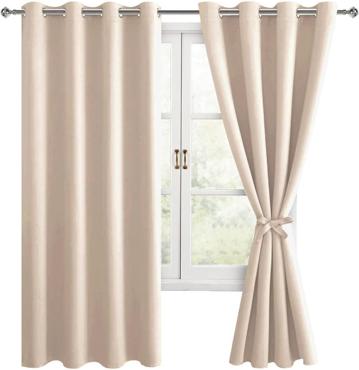 Hiasan Verdunklungsvorhänge Gardinen mit Ösen,Beige Blickdicht Vorhänge,2 Stück,140 x 175 cm (Breite