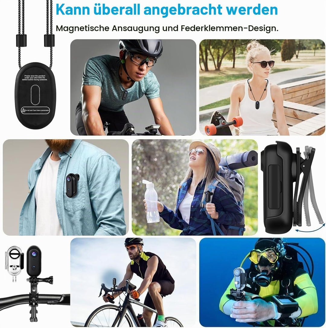 4K Mini Action Kamera Ultra-Kompakt POV Bodycam, wasserdichte Sportkamera mit 120Min Aufnahme, WiFi
