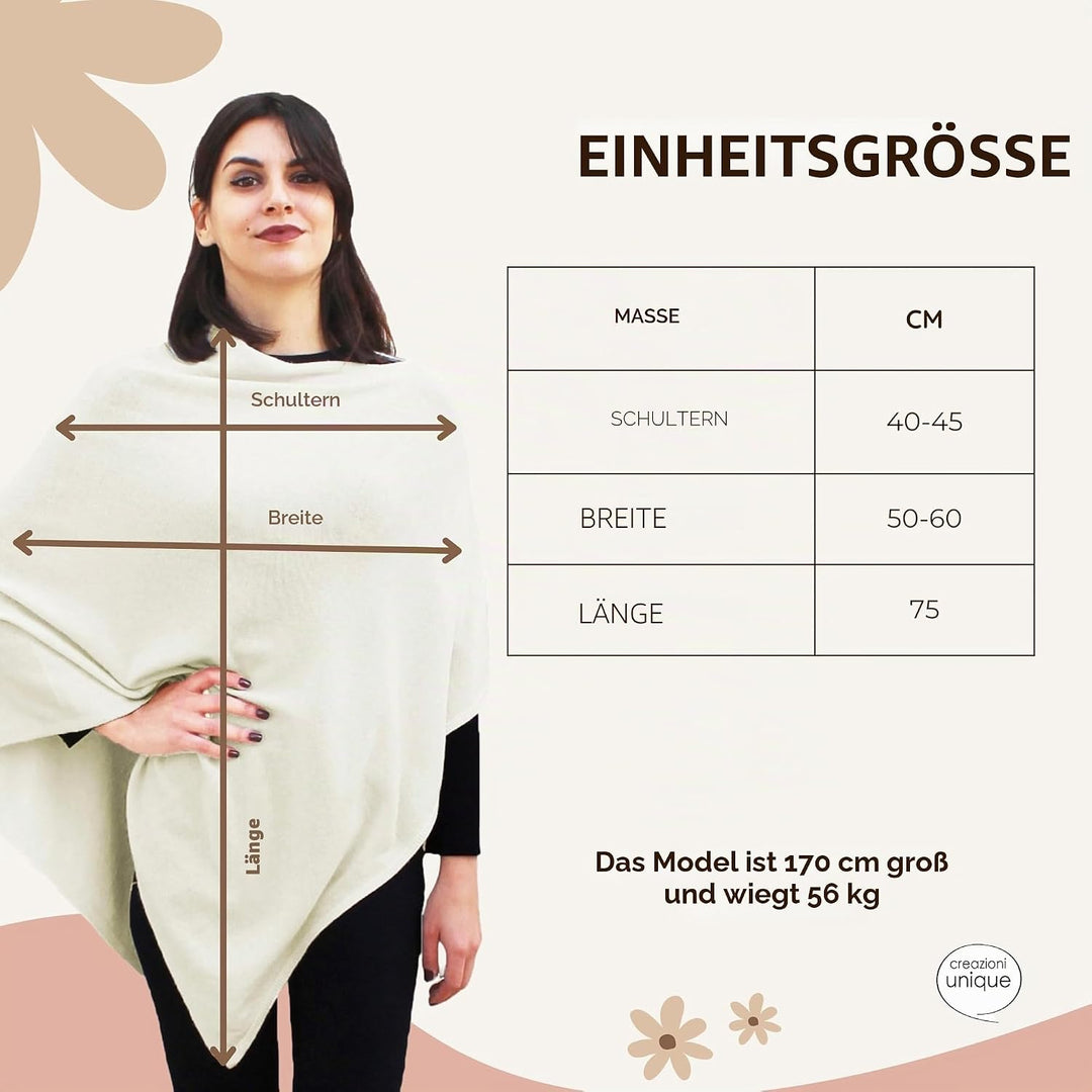 creazioni unique Poncho Damen Winter Elegant und Warm Made IN Italy - Mischung aus Wolle, Viskose un