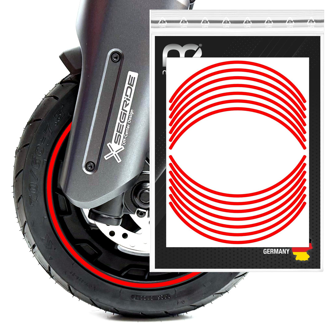 Felgenrand Aufkleber geeignet für Segway Ninebot MAX G3 D E-Scooter G3D Original Rot Matt/Rau, Origi