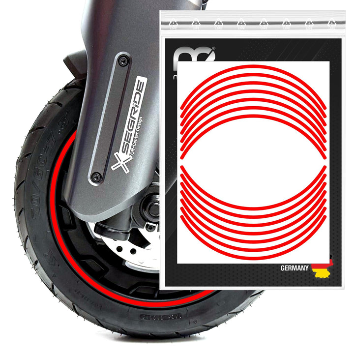 Felgenrand Aufkleber geeignet für Segway Ninebot MAX G3 D E-Scooter G3D Original Rot Matt/Rau, Origi