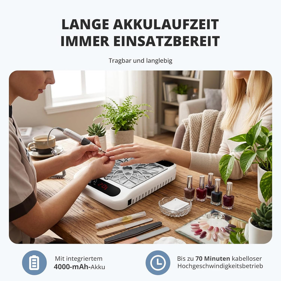 Staubabsaugung für Nägel mit Filter, Nagelstaubsauger Wiederaufladbare mit Akku, Nagelstaubsammler E