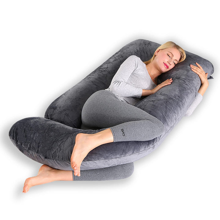 CALIYO Schwangerschaftskissen J Form,Stillkissen XXL-SeitenschläFerkissen mit Bezug,Pregnancy Pillow
