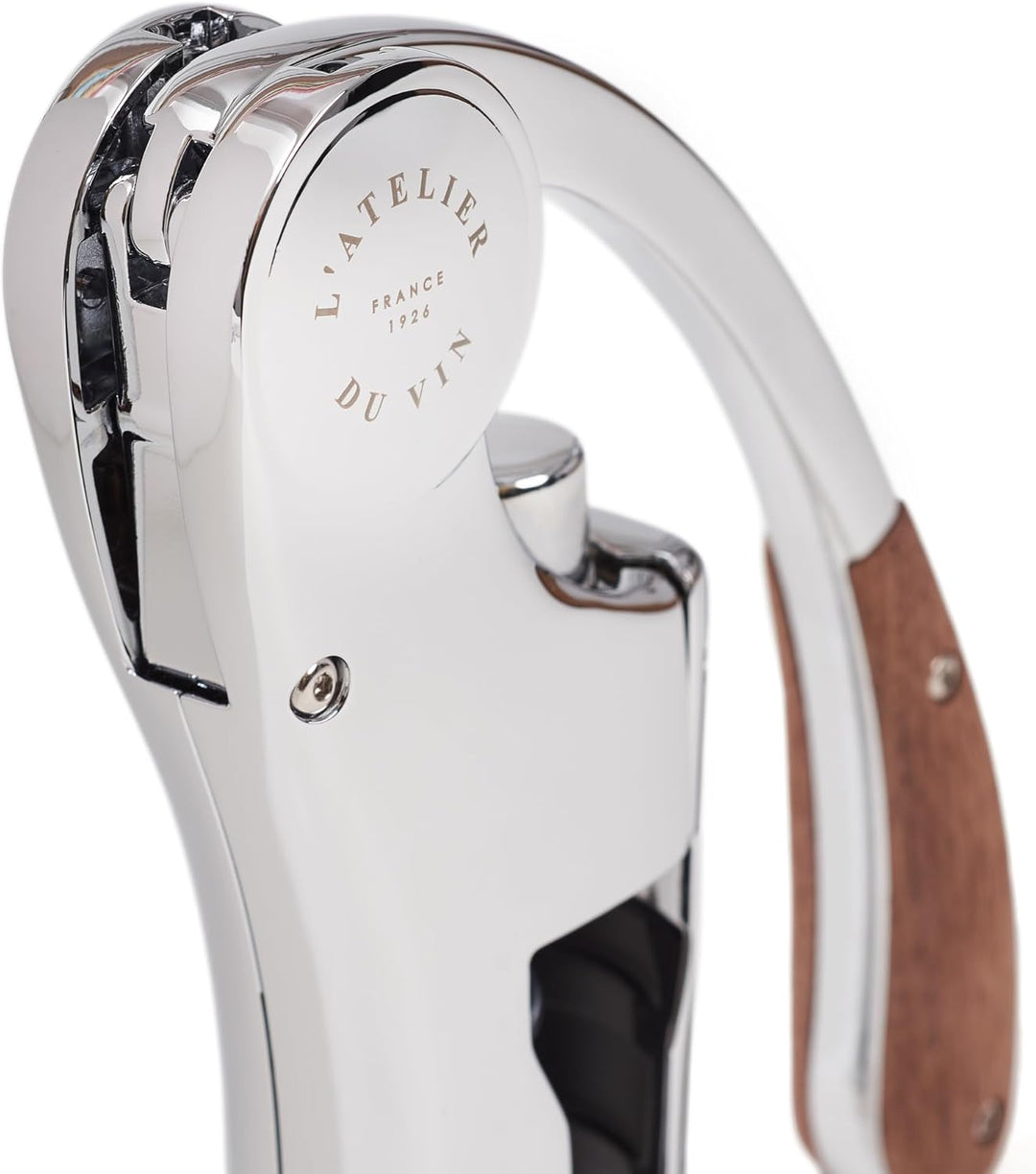 L’ATELIER DU VIN – Oeno Motion Wood & Chrome – Vertikaler Hebelkorkenzieher - Verchromtes Metall und