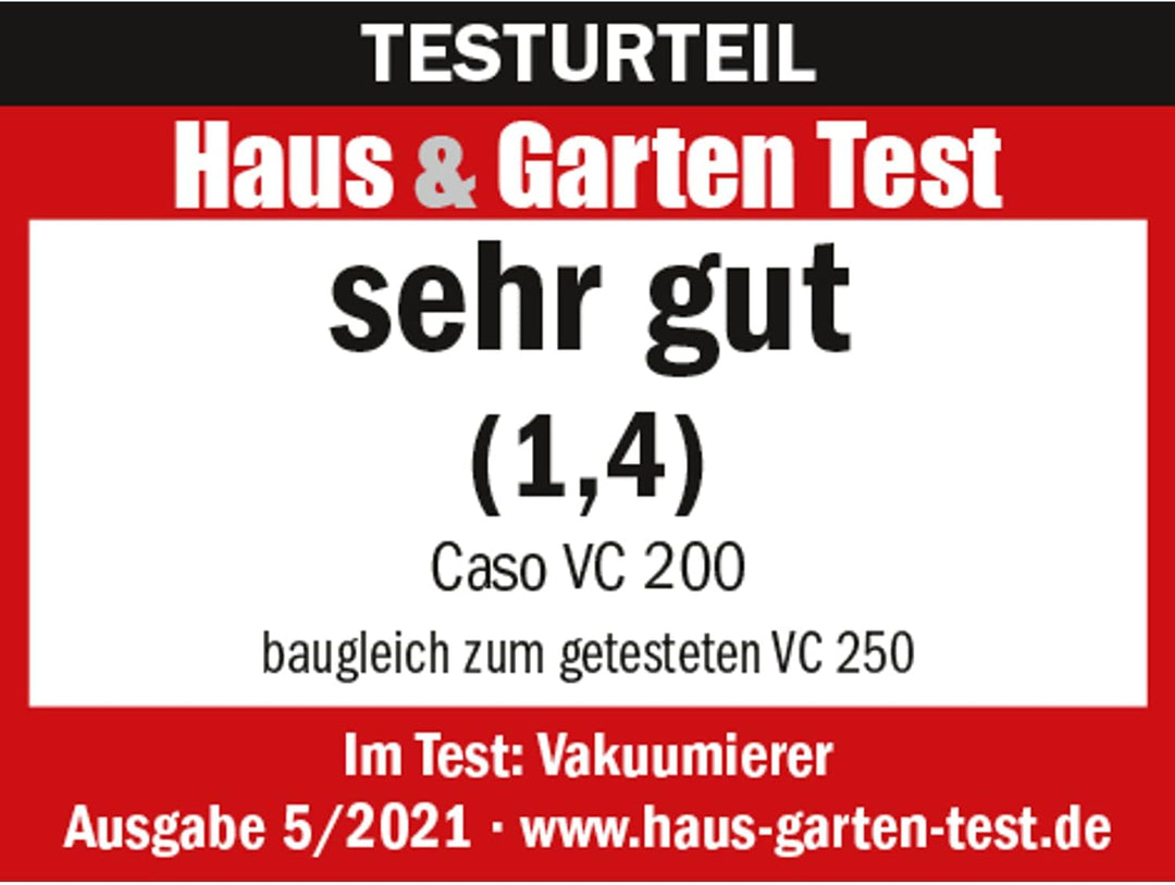 CASO VC200 Vakuumierer - Vakuumiergerät, Lebensmittel bleiben bis zu 8x länger frisch, doppelte Schw