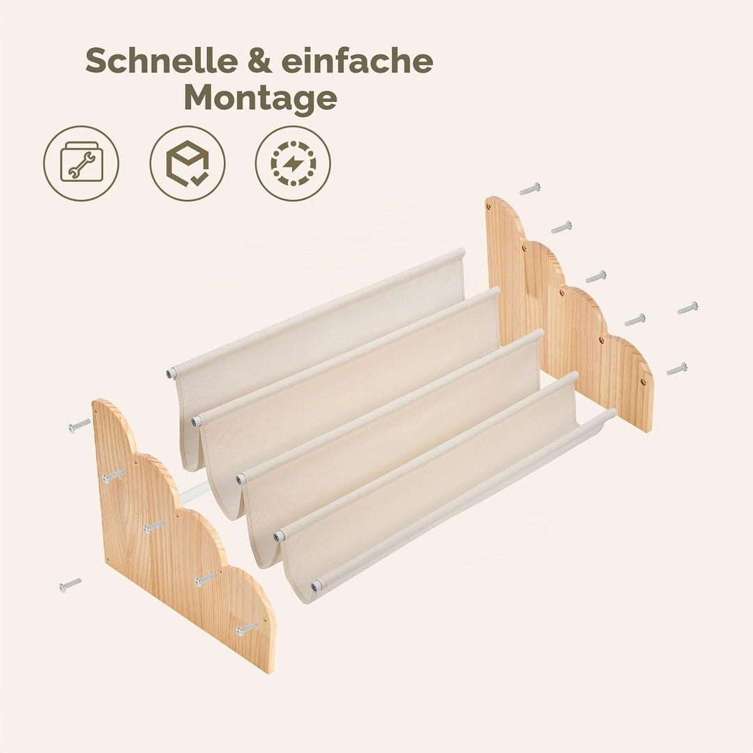 Puricon 4-stufiges Kinderbücherregal, Kinderregal Bücher Regal für Kleinkinder mit Tiefenfächern Wel