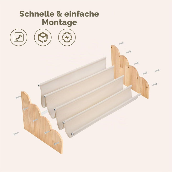 Puricon 4-stufiges Kinderbücherregal, Kinderregal Bücher Regal für Kleinkinder mit Tiefenfächern Wel