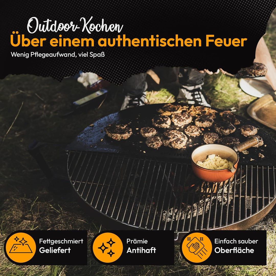 BonFeu Plancha Feuerplatte ½ Ø100cm - 6mm Dick - Grillplatte Rund - Grillplatte für Feuertonne - Feu