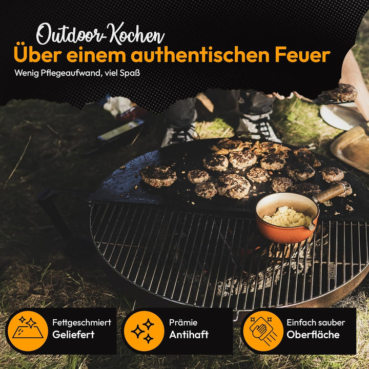 BonFeu Plancha Feuerplatte ½ Ø100cm - 6mm Dick - Grillplatte Rund - Grillplatte für Feuertonne - Feu