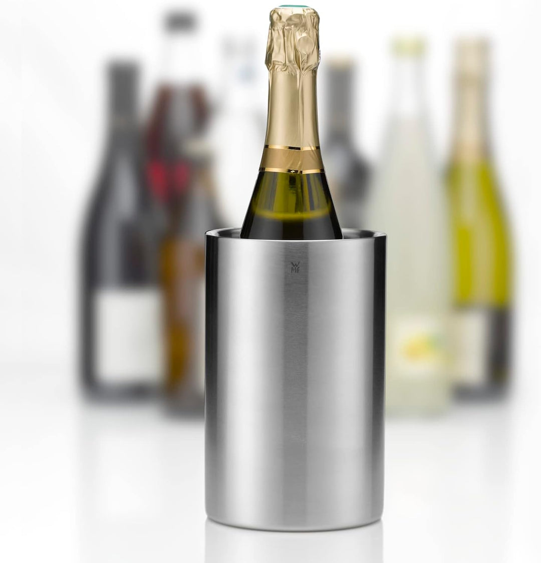 WMF Clever&More Sekt-Weinkühler Edelstahl 19,5 cm, Flaschenkühler doppelwandig, hält länger kühl, Se