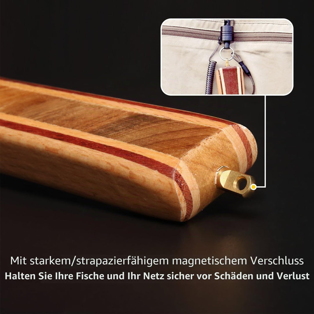SF Fliegenfischen Kescher Holz Rahmen Weiches Gummimaschen-Forellennetz Fang-und Freigabe Netz Klein