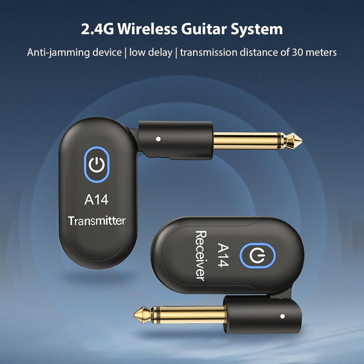 Btuty Plug and Play Kabelloses Gitarrensystem, 90° drehbar Gitarren-Funksender-Empfänger Drahtloses,