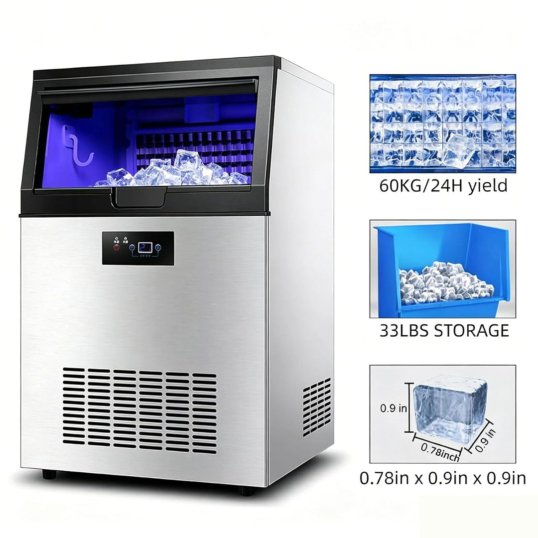 Kommerzielle Eismaschine Eiswürfelmaschine 60 kg/24 Std, Kommerzielle Eiswürfelmaschine Freistehende